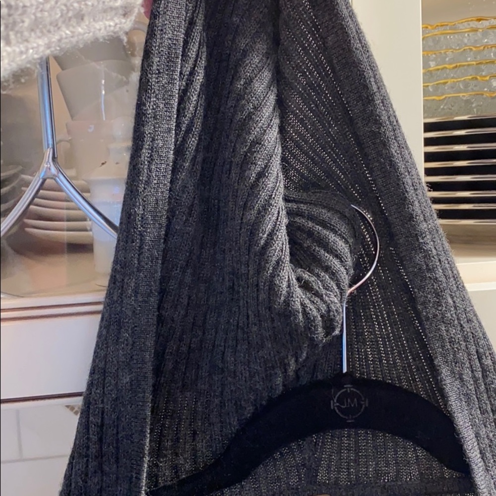 FREE PEOPLE GREY ZIP LONG TO HIP SWEATER W HOODIE - Picture 4 of 7